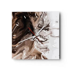 Horloge murale - Pendule murale - Abstraction dans les tons de brun avec des lignes dynamiques - 30x30cm - Contraste de couleur - Décoration murale moderne pour le salon et la chambre ARTTOR
