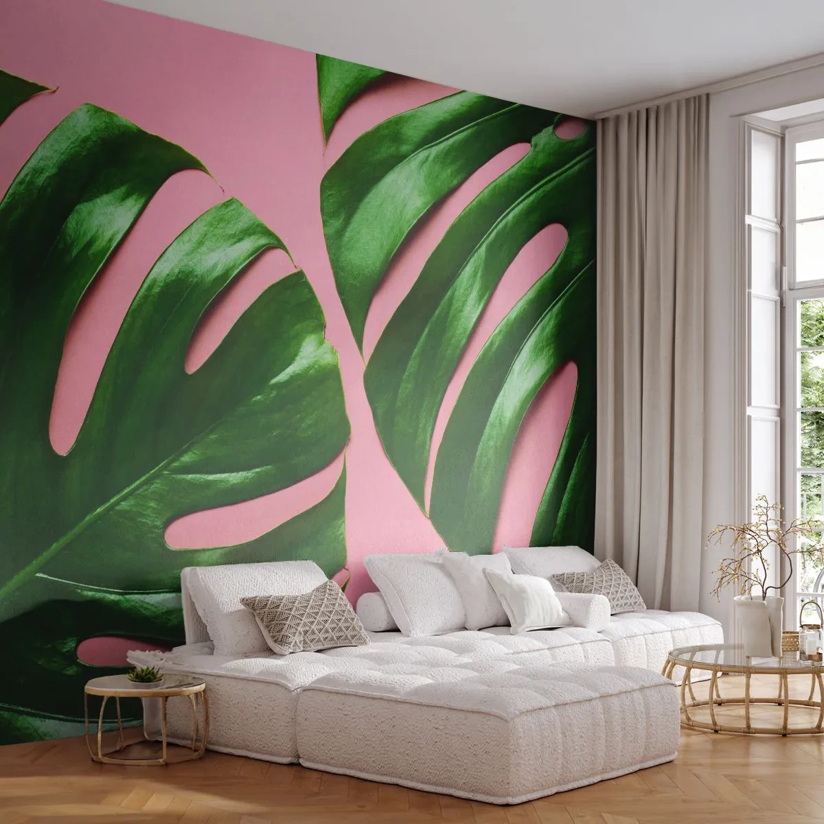 Papier Peint Autocollant Deluxe Sticker - Rendez-vous vert - Monstre, Feuille verte, Plante exotique - 250x175 cm