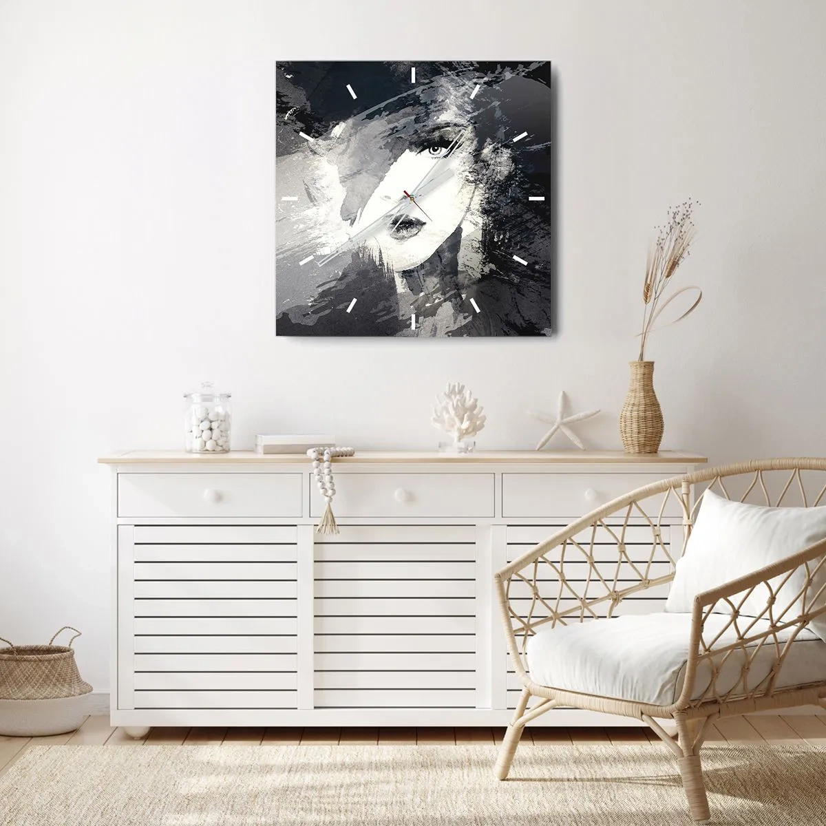 Horloge murale - Pendule murale - Derrière un voile gris - 30x30 cm