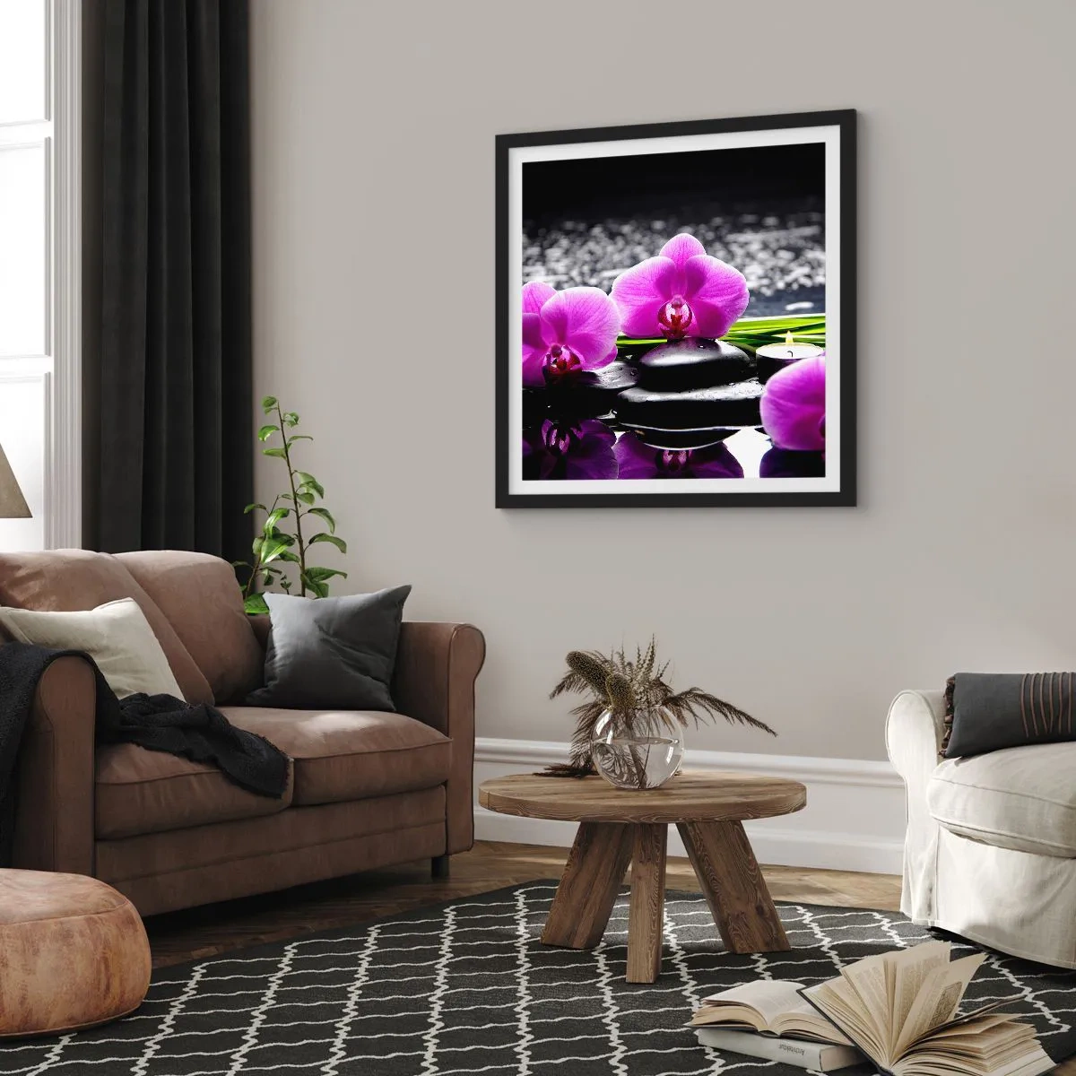 Affiche dans un cadre noir - Poster - Se noyer dans la paix et la tranquillité - 50x50 cm