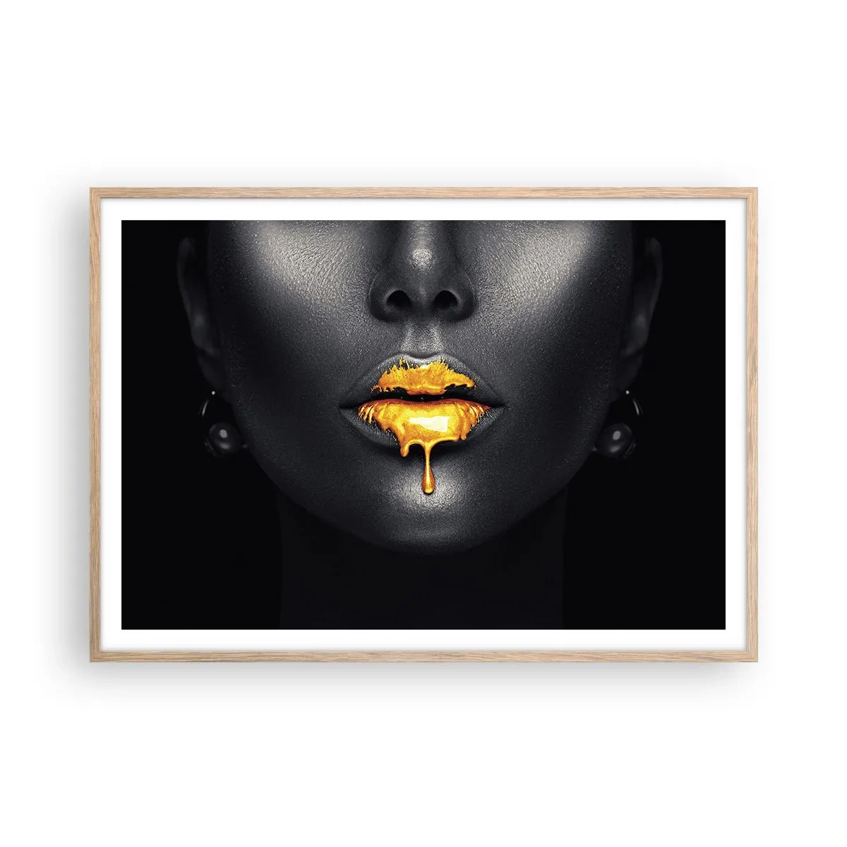 Affiche dans un chêne clair - Poster - Bouche d'or - 100x70 cm