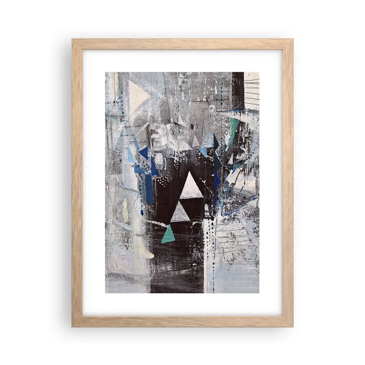 Affiche dans un chêne clair - Poster - Ordre prioritaire des triangles - 30x40 cm
