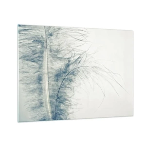 Impression sur verre - Image sur verre - Une plume délicate sur un fond clair dans un style minimaliste - 70x50cm - Les sept natures - Décoration murale moderne pour le salon et la chambre ARTTOR