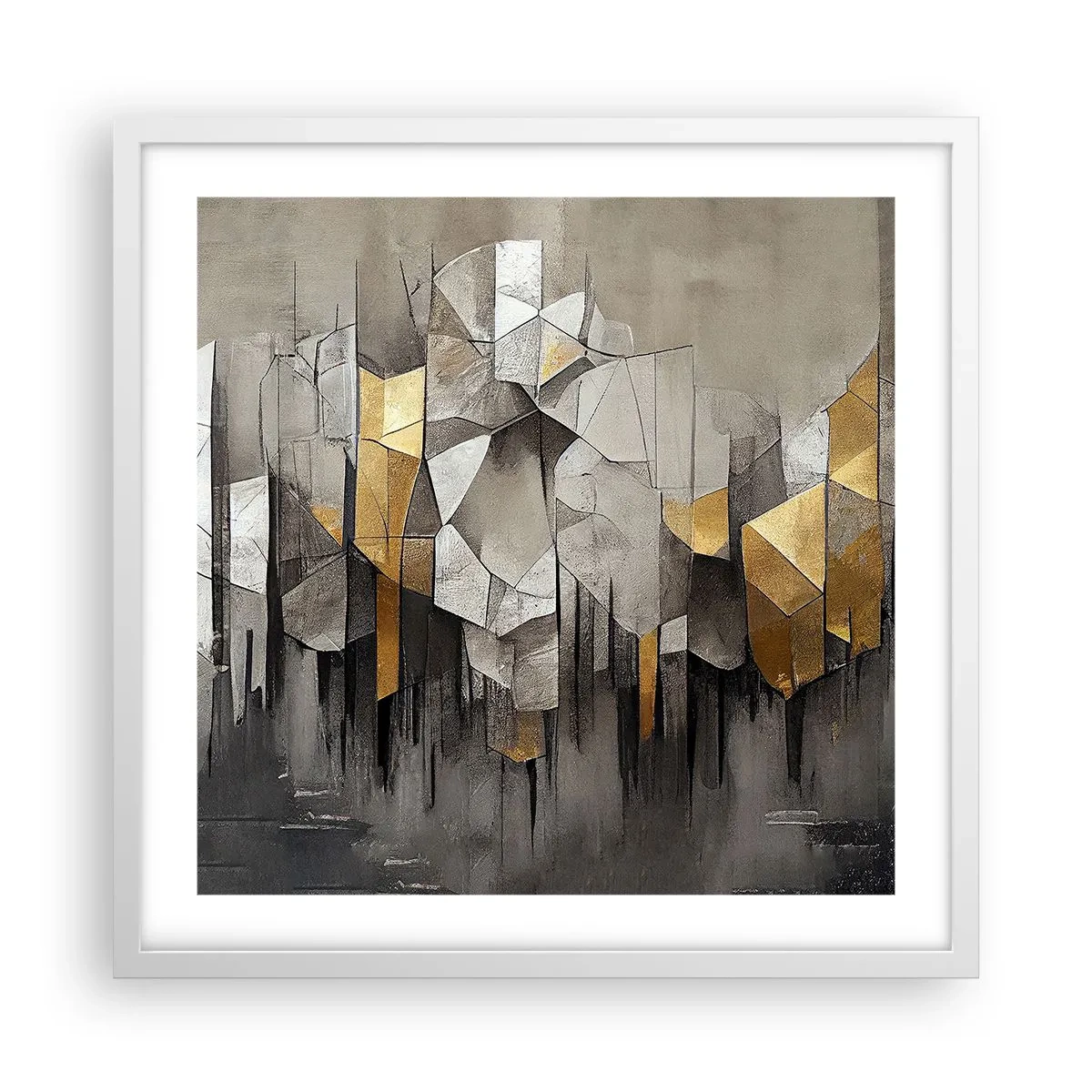 Affiche dans un cadre blanc - Poster - Composition de glace et de lumière - 50x50 cm