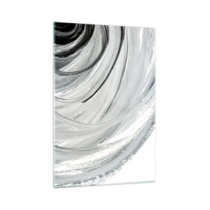Impression sur verre - Image sur verre - Un tourbillon monochrome dans des tons de gris et de noir - 70x100cm - Composition orbitale - Décoration murale moderne pour le salon et la chambre ARTTOR