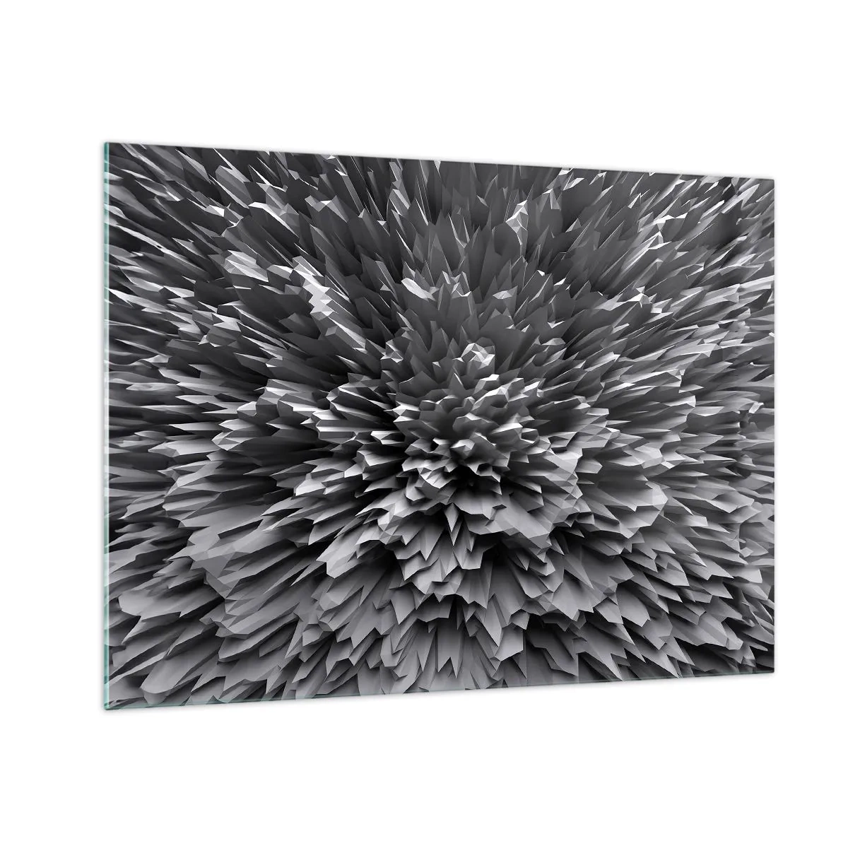 Impression sur verre - Image sur verre - Structure 3D abstraite en noir et blanc avec des bords nets - 70x50cm - Ça ne peut pas être plus dur que ça - Décoration murale moderne pour le salon et la chambre ARTTOR