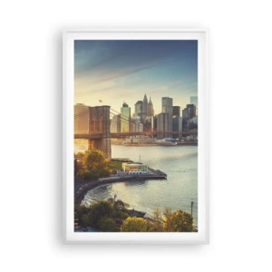 Affiche dans un cadre blanc - Poster - L'aube de la grande ville - 61x91 cm