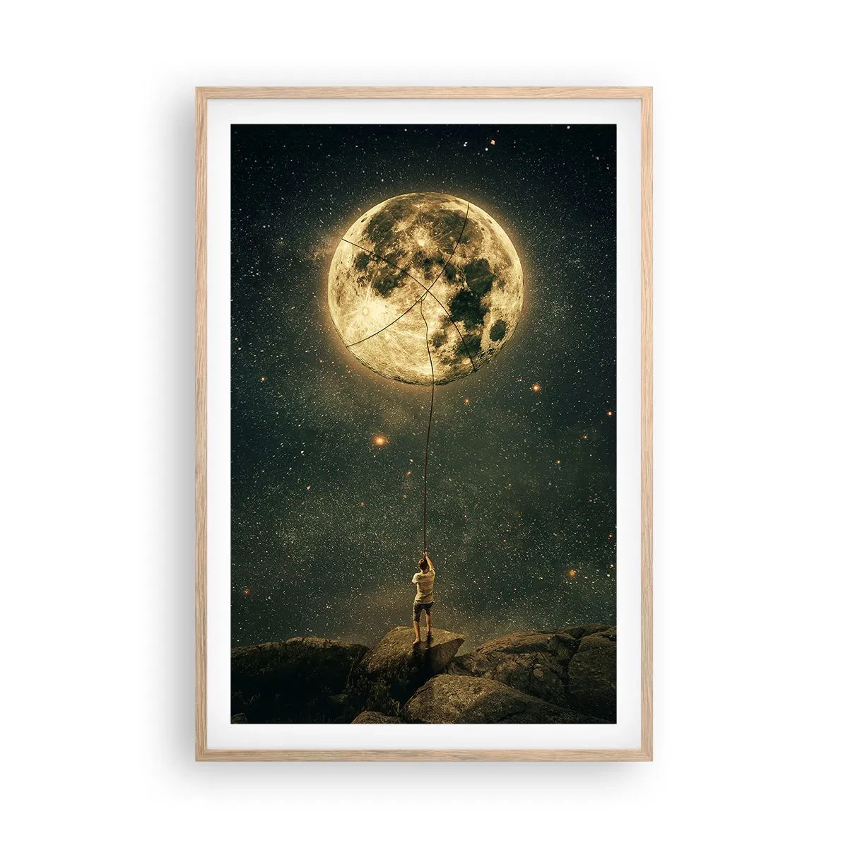 Affiche dans un chêne clair - Poster - Celui qui a volé la lune - 61x91 cm