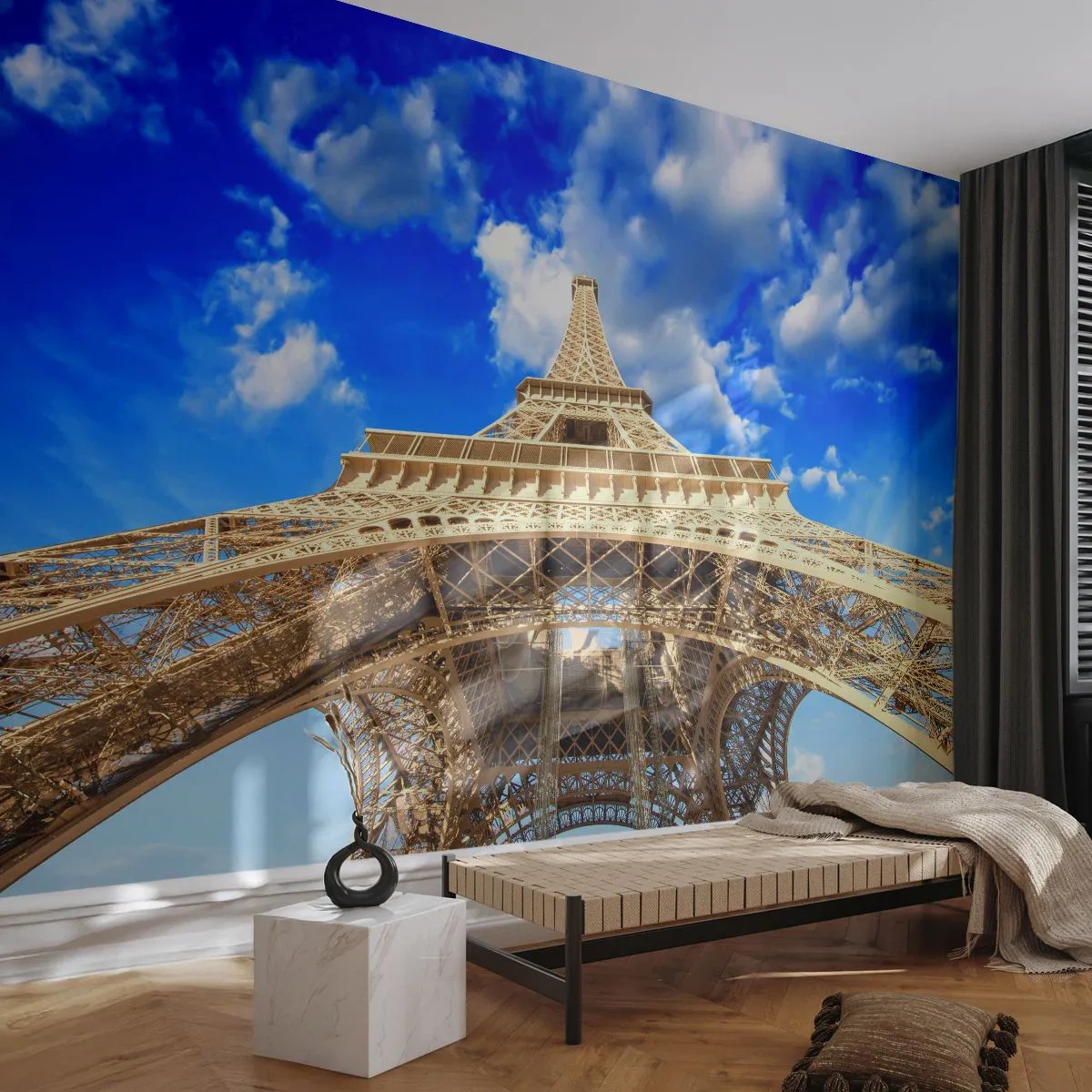 Papier Peint Autocollant Deluxe Sticker - Atteindre le ciel et les nuages - Ville, Paris, tour Eiffel - 250x175 cm