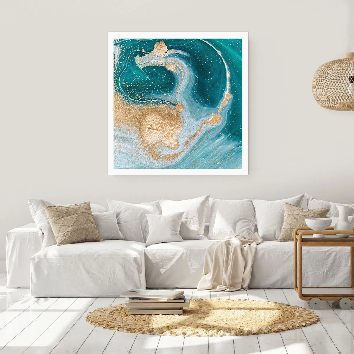 Affiche - Poster - Tourbillon d'or et de turquoise - 30x30 cm