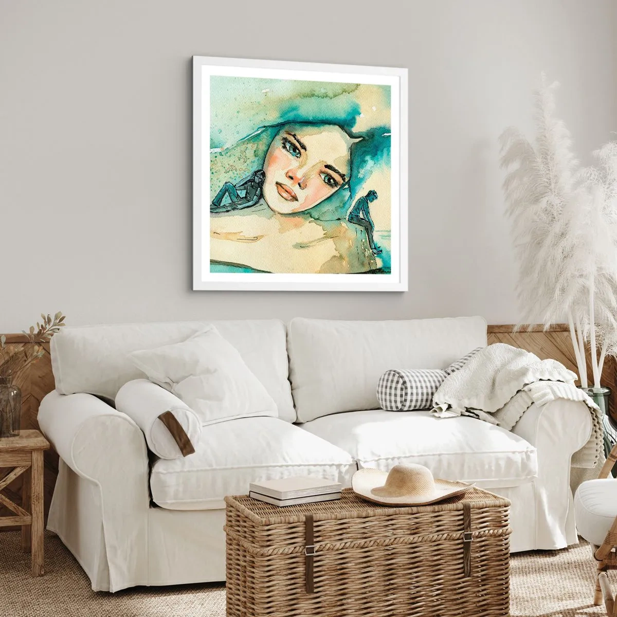 Affiche dans un cadre blanc - Poster - Suis-je bleu? - 60x60 cm