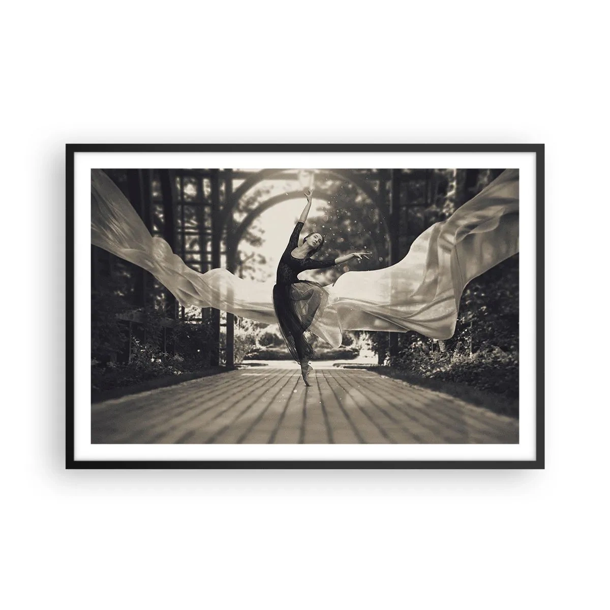 Affiche dans un cadre noir - Poster - La danse de l'esprit jardin - 91x61 cm