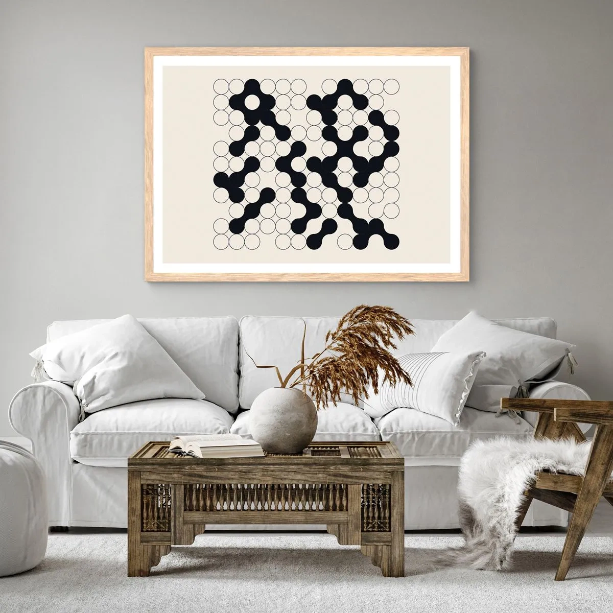 Affiche dans un chêne clair - Poster - Jeu chinois – variation - 50x40 cm