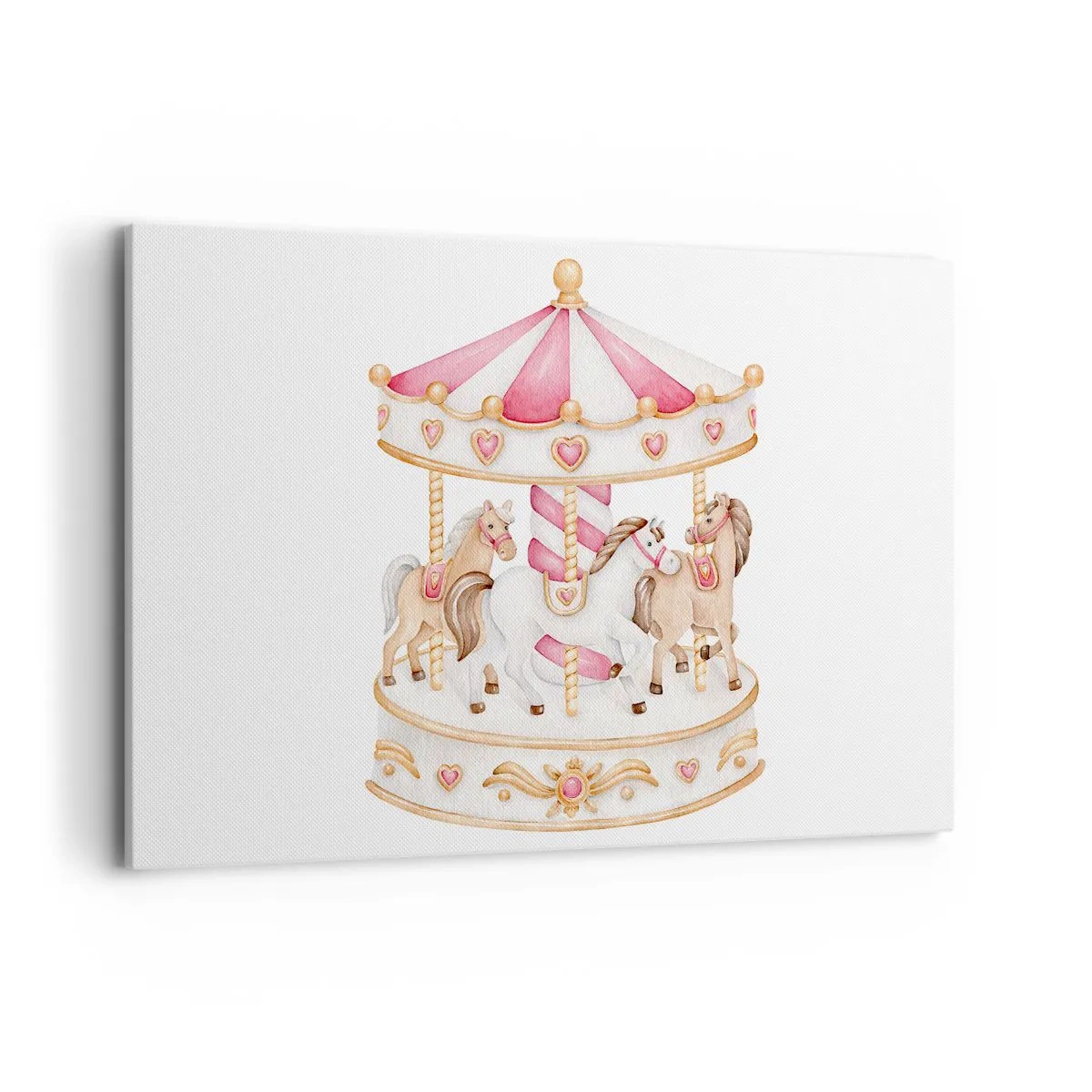 Impression sur toile - Image sur toile - Carrousel vintage coloré avec des chevaux - 120x80cm - Le doux monde de l'enfance - Décoration murale moderne pour le salon et la chambre ARTTOR