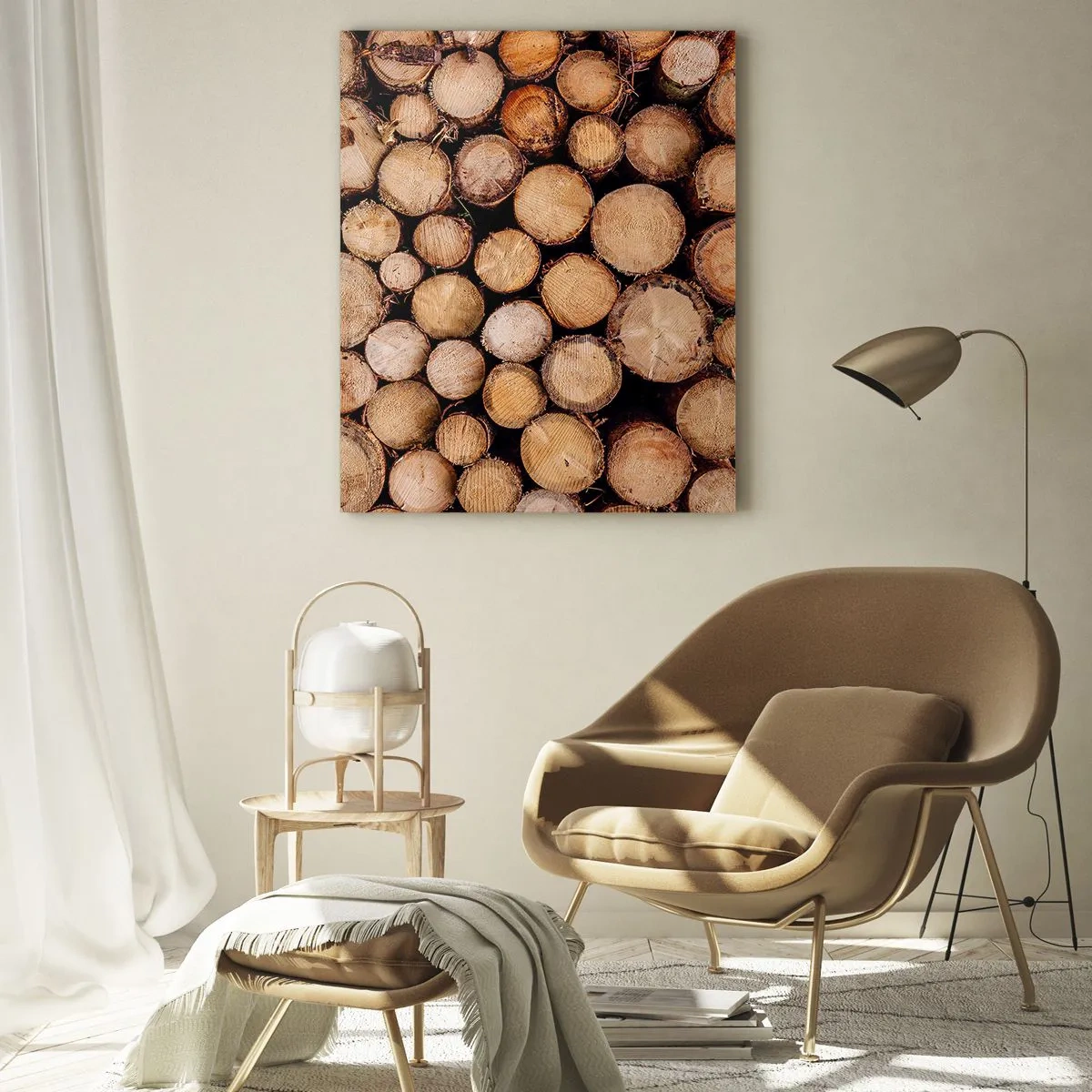 Impression sur verre - Image sur verre - Troncs d'arbres disposés verticalement avec des cernes de croissance visibles - 50x70cm - Nouveau commencement - Décoration murale moderne pour le salon et la chambre ARTTOR