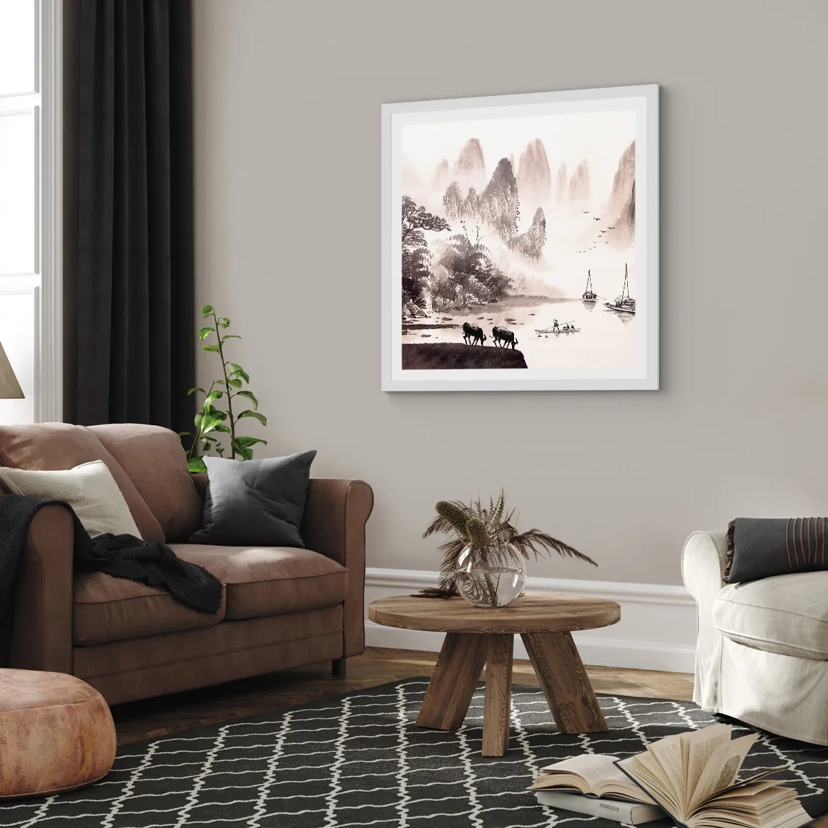 Affiche dans un cadre blanc - Poster - Le quotidien exotique de l'Orient - 50x50 cm