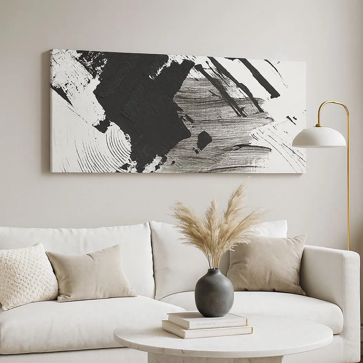 Impression sur toile - Image sur toile - Abstraction – expression du noir - 100x40 cm
