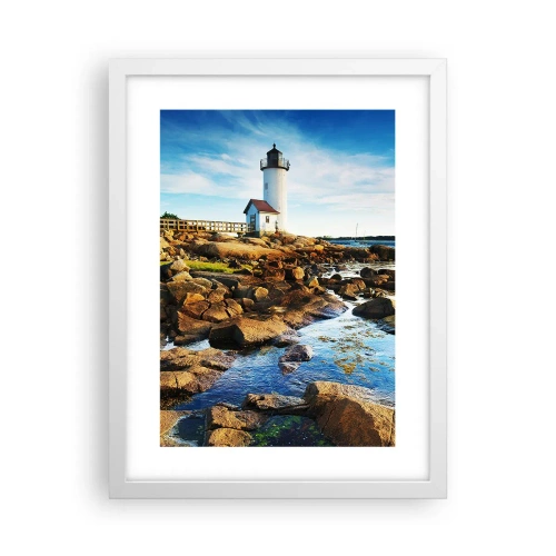 Affiche dans un cadre blanc - Poster - Revenez heureux, j'attends - 30x40 cm