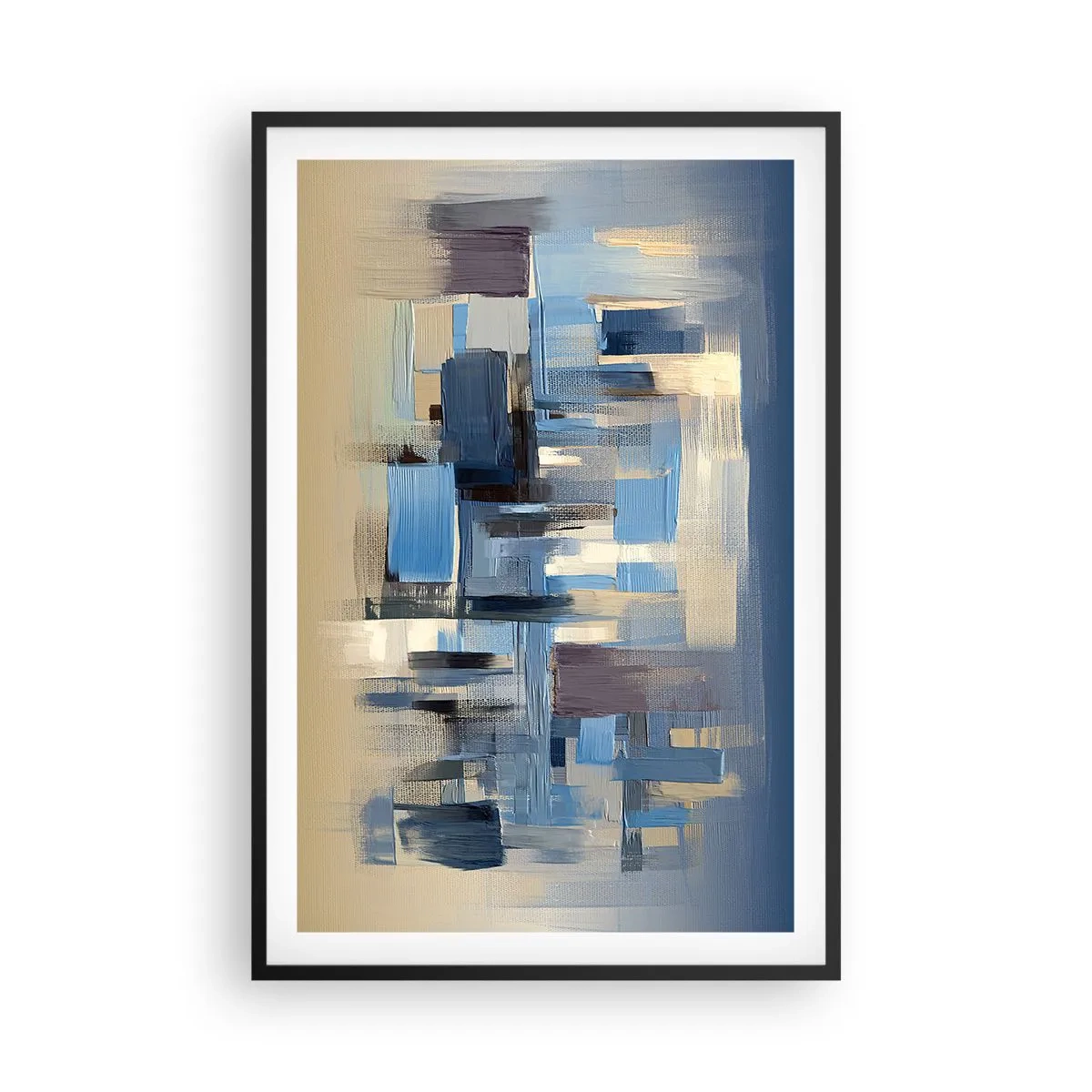 Affiche dans un cadre noir - Poster - Construction bleue - 61x91 cm