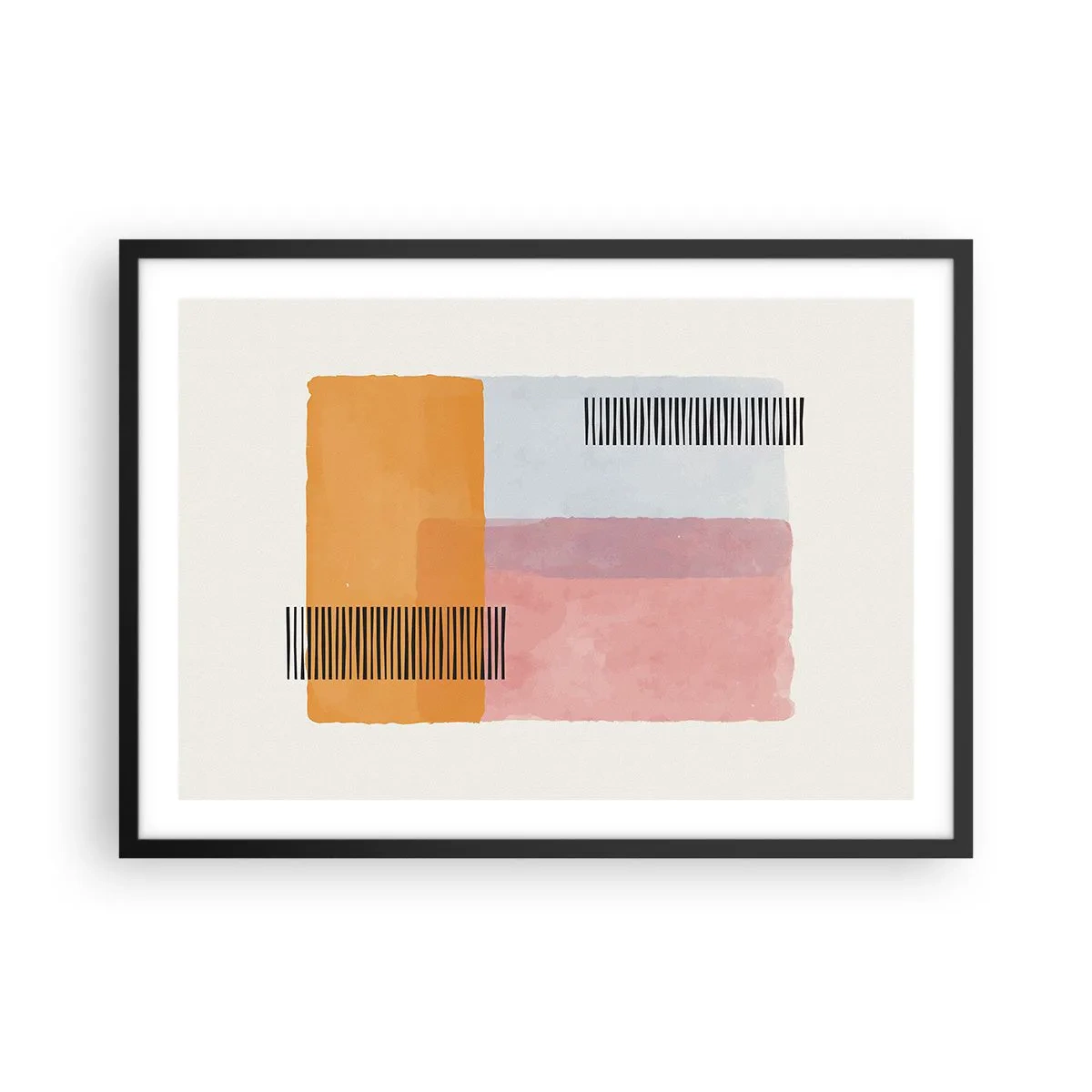 Affiche dans un cadre noir - Poster - Géométrie aux couleurs pastel avec des lignes sur fond clair - 70x50cm - D'un coin à l'autre - Décoration murale moderne pour le salon et la chambre ARTTOR