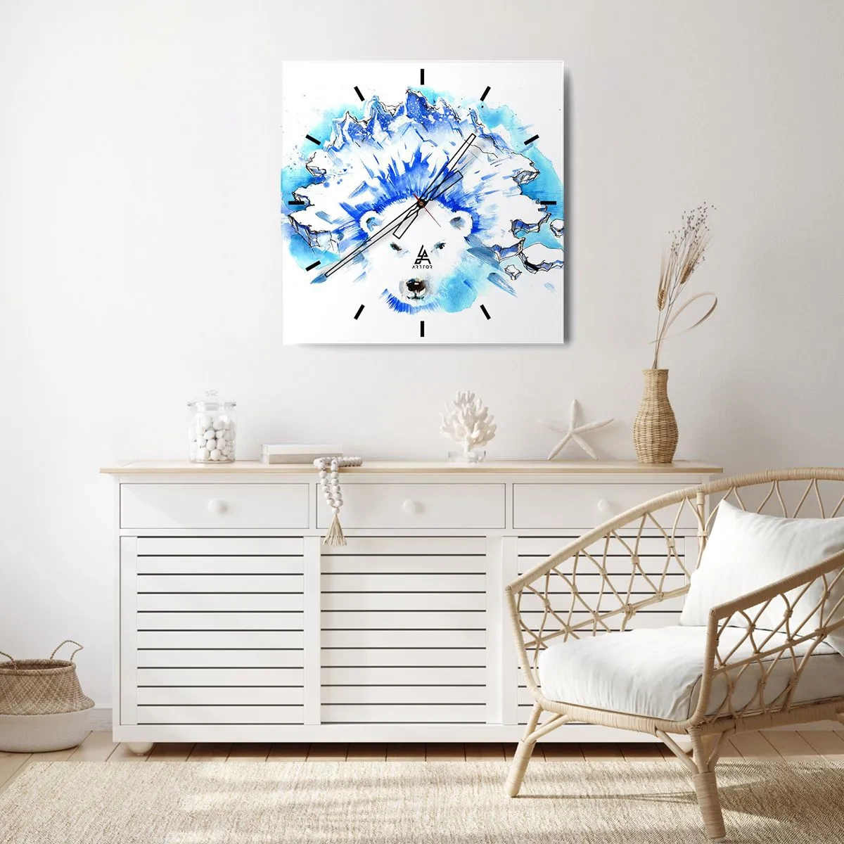 Horloge murale - Pendule murale - Le roi de l'Arctique dans une couronne de glace - 40x40 cm