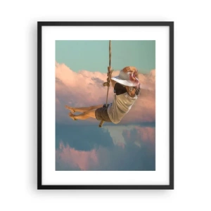 Affiche dans un cadre noir - Poster - S'amuser dans les nuages - 40x50 cm