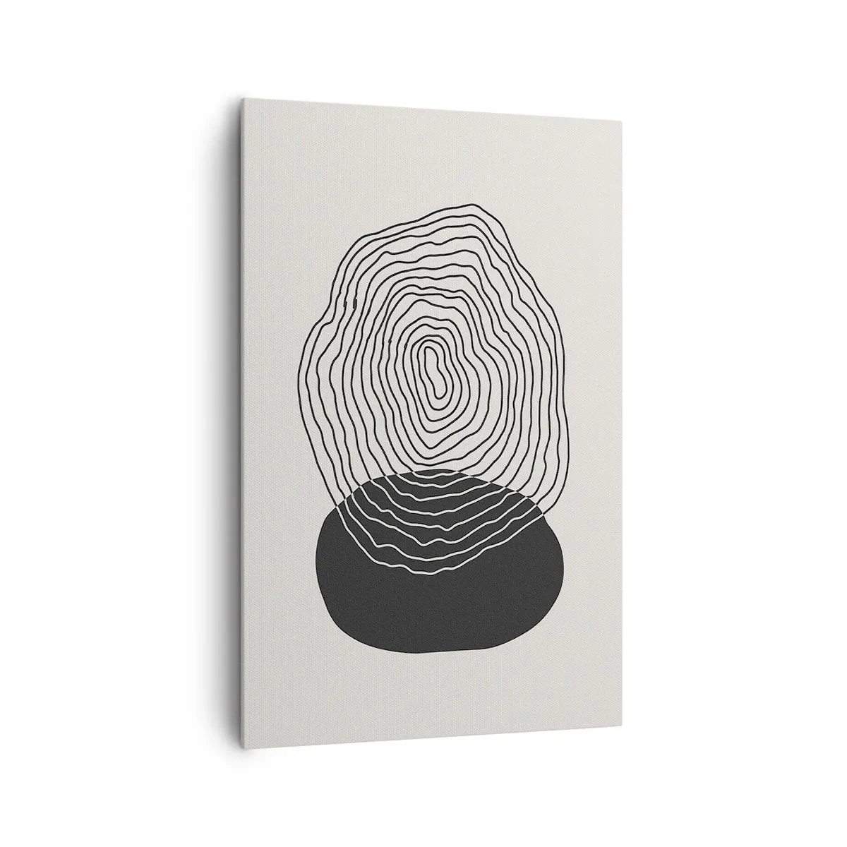 Impression sur toile - Image sur toile - Motif abstrait avec des lignes et des formes en noir et blanc - 80x120cm - Durabilité et oscillation - Décoration murale moderne pour le salon et la chambre ARTTOR