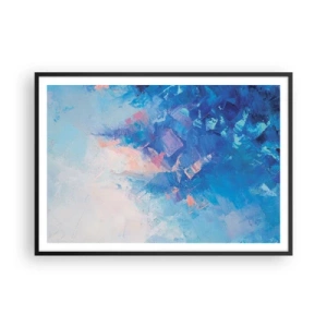 Affiche dans un cadre noir - Poster - Composition abstraite dans les tons de bleu et de rose - 100x70cm - Abstraction hivernale - Décoration murale moderne pour le salon et la chambre ARTTOR