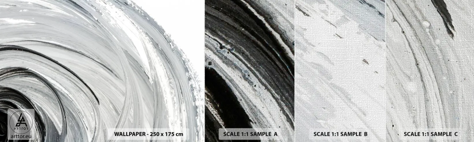 Échantillon de Papier Peint Premium Canvas - Composition orbitale - Minimaliste, Morceau, Peinture - 100x30 cm