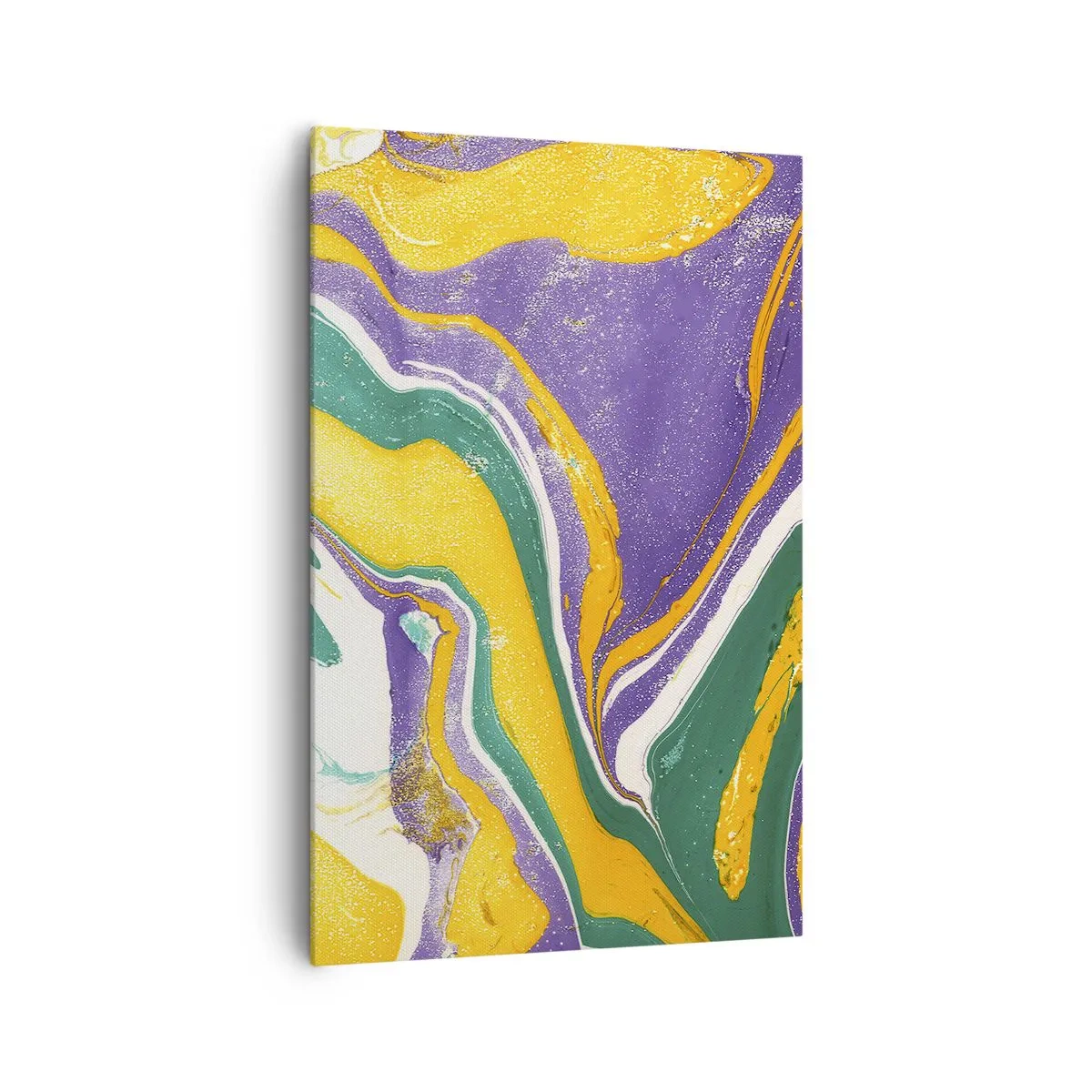 Impression sur toile - Image sur toile - Motif de marbre abstrait aux couleurs vives - 80x120cm - Ondes de couleur - Décoration murale moderne pour le salon et la chambre ARTTOR