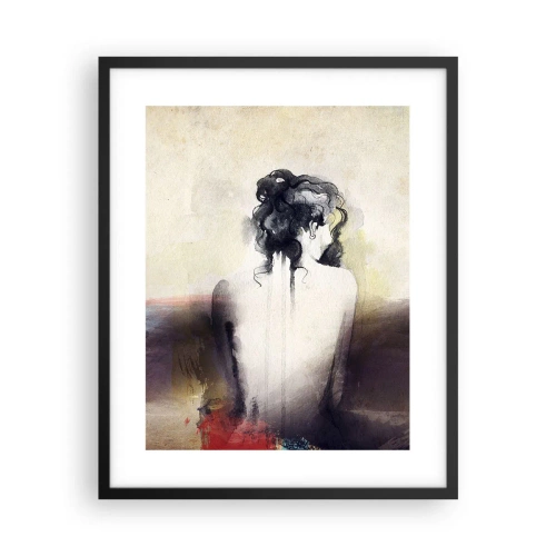 Affiche dans un cadre noir - Poster - Lignes lisses, formes ovales - 40x50 cm