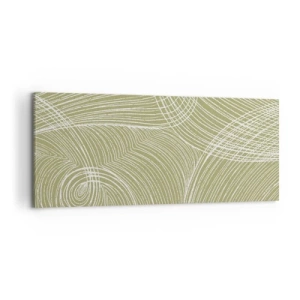 Impression sur toile - Image sur toile - Lignes vertes et blanches dans une composition abstraite - 120x50cm - Abstraction complexe de blanc - Décoration murale moderne pour le salon et la chambre ARTTOR
