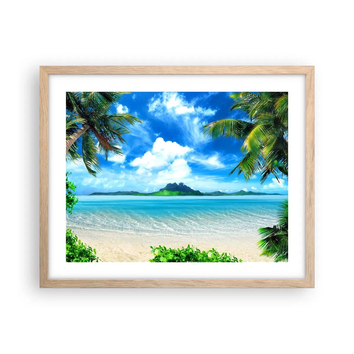 Affiche dans un chêne clair - Poster - L'azur des tropiques - 50x40 cm