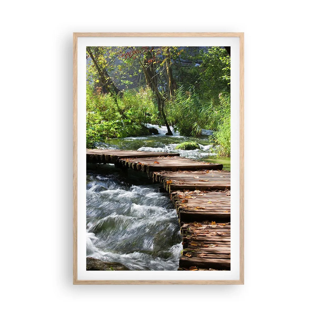 Affiche dans un chêne clair - Poster - Au-dessus de la cascade mousseuse - 61x91 cm