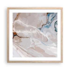 Affiche dans un chêne clair - Poster - Le bleu serpente sous le blanc - 50x50 cm