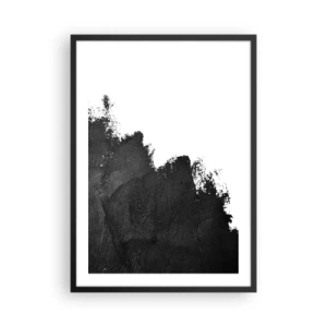 Affiche dans un cadre noir - Poster - Abstraction minimaliste avec un accent noir sur fond blanc - 50x70cm - Éléments : terre - Décoration murale moderne pour le salon et la chambre ARTTOR