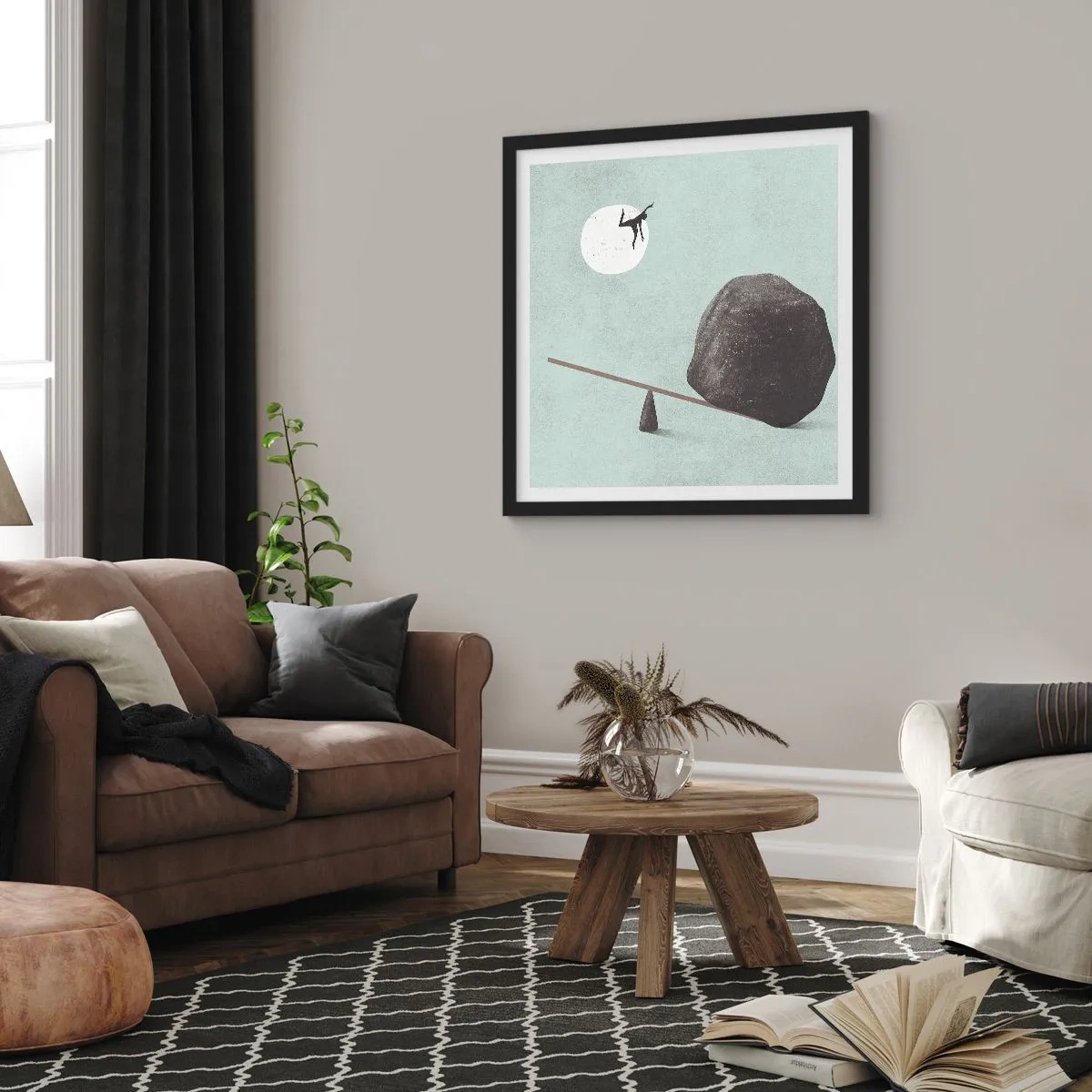 Affiche dans un cadre noir - Poster - Réalisation de ses rêves - 40x40 cm