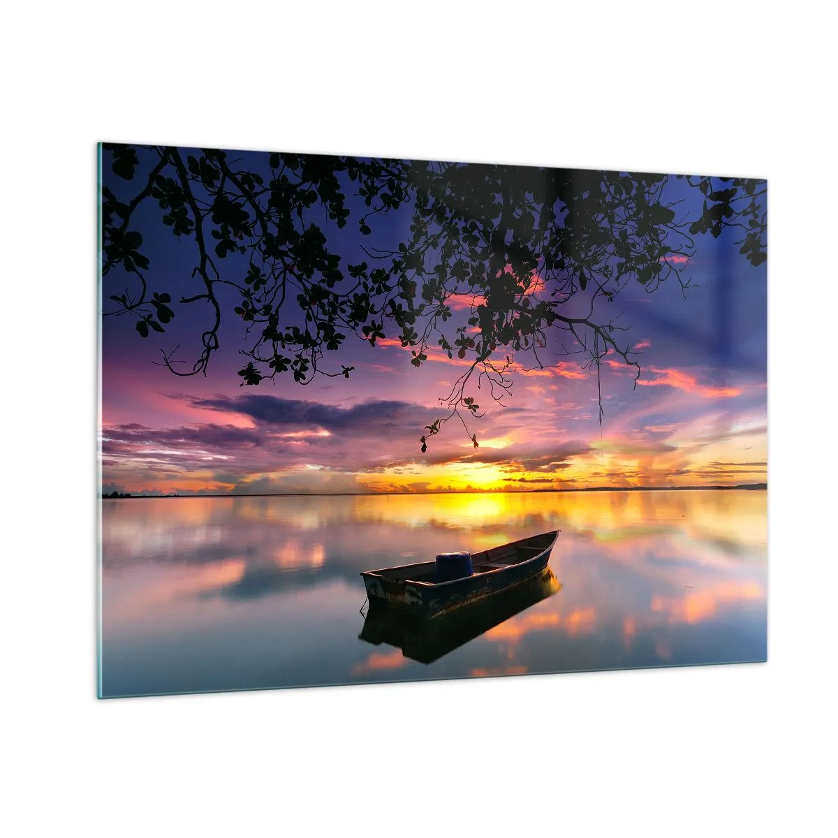 Impression sur verre - Image sur verre - Vous semblez être suspendu au milieu d’un cercle céleste… - 100x70cm - "Tu sembles suspendu au milieu du ciel..." - Décoration murale moderne pour le salon et la chambre ARTTOR