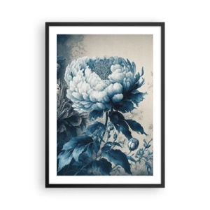 Affiche dans un cadre noir - Poster - Fleur bleue délicate au style vintage - 50x70cm - Paire assortie - Décoration murale moderne pour le salon et la chambre ARTTOR