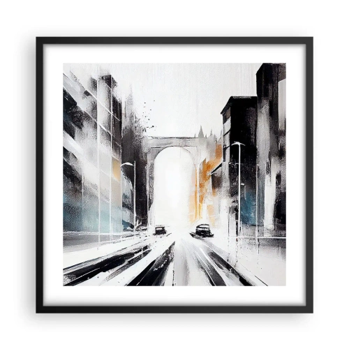 Affiche dans un cadre noir - Poster - Étude de ville : architecture et mouvement - 50x50 cm