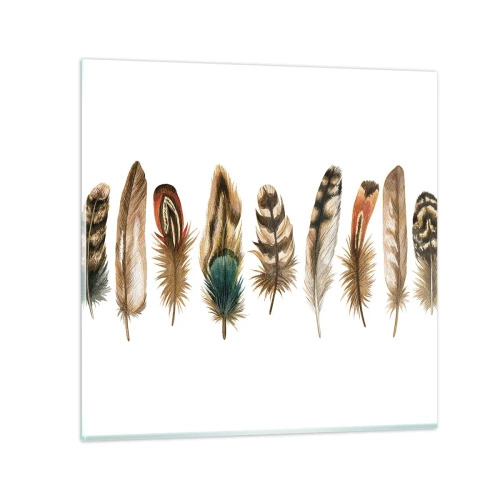 Impression sur verre - Image sur verre - Variation à plumes - 60x60 cm