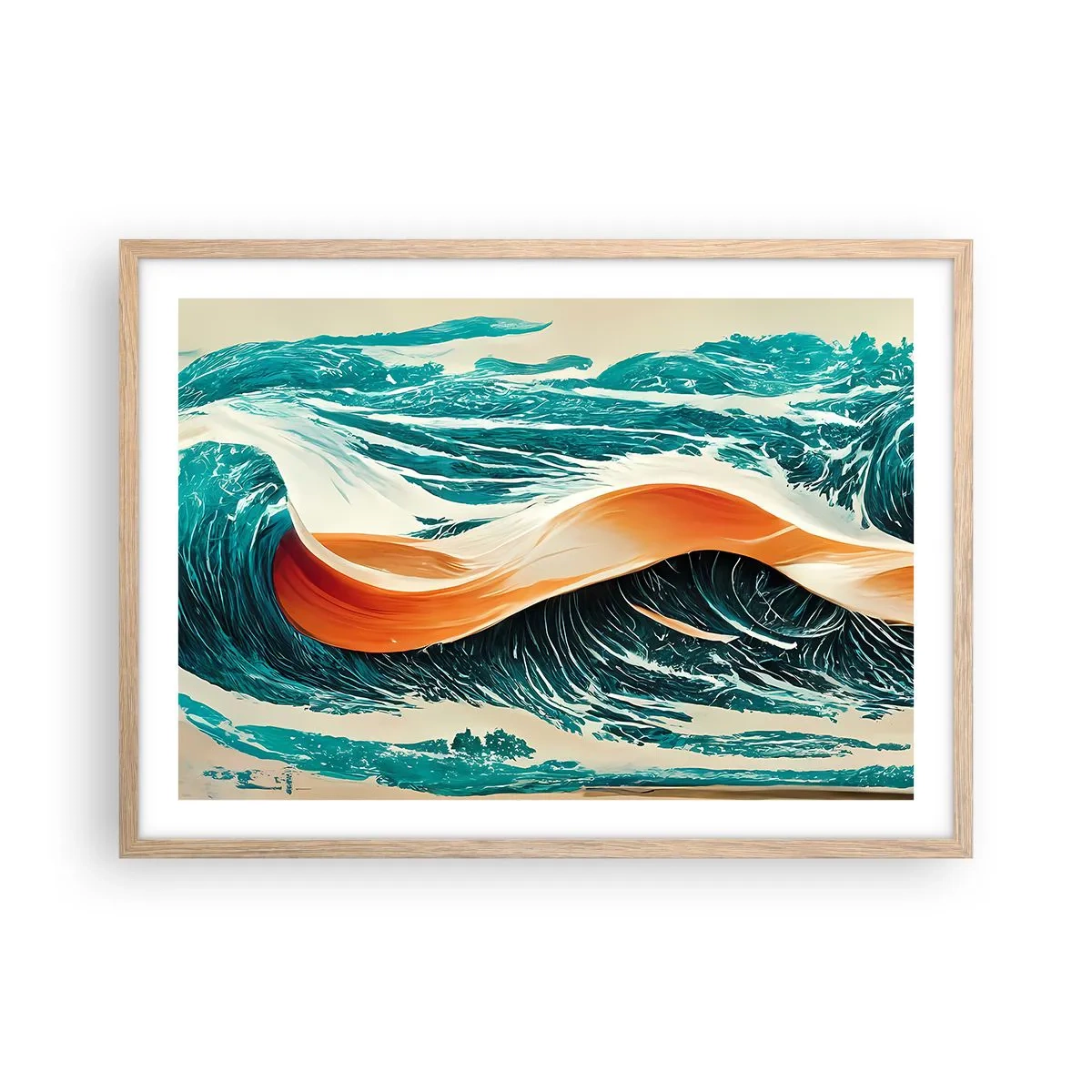 Affiche dans un chêne clair - Poster - Le rêve d'un surfeur - 70x50 cm