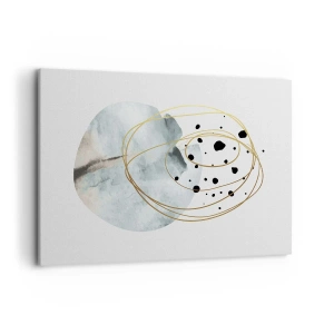 Impression sur toile - Image sur toile - Abstraction minimaliste avec un motif géométrique et des lignes dorées - 100x70cm - Emmêlement de l'espace - Décoration murale moderne pour le salon et la chambre ARTTOR