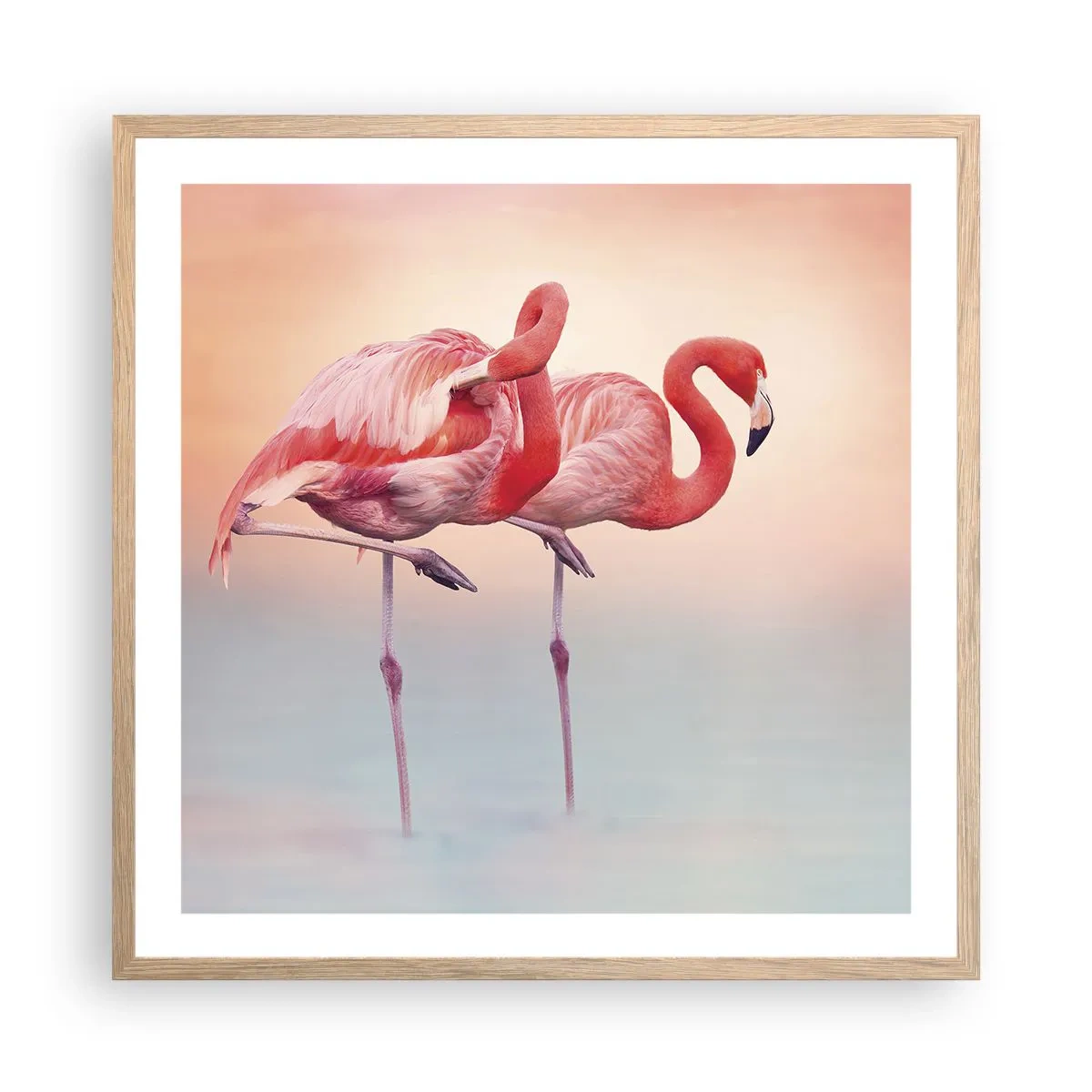 Affiche dans un chêne clair - Poster - Dans les couleurs du soleil couchant - 60x60 cm