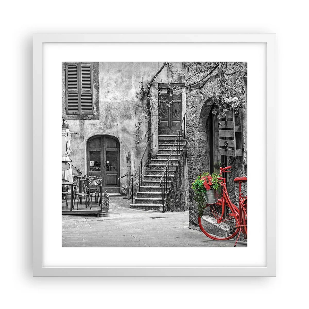 Affiche dans un cadre blanc - Poster - Ruelle toscane - 40x40 cm