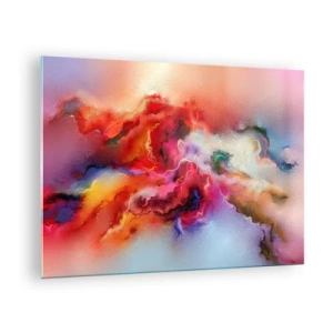 Impression sur verre - Image sur verre - Une abstraction colorée ressemblant à des traînées de fumée tourbillonnantes. - 70x50cm - Comment attraper des rêves - fumée - Décoration murale moderne pour le salon et la chambre ARTTOR