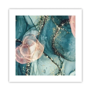 Affiche - Poster - Soie bleu, tulle rose - 40x40 cm