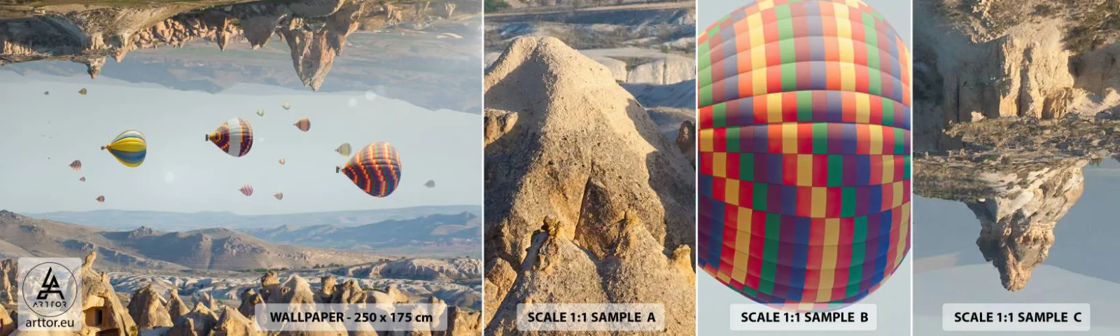 Échantillon De Papier Peint Standard Eco - Ici, tout est possible - Abstraction, des ballons, Paysage - 100x30 cm