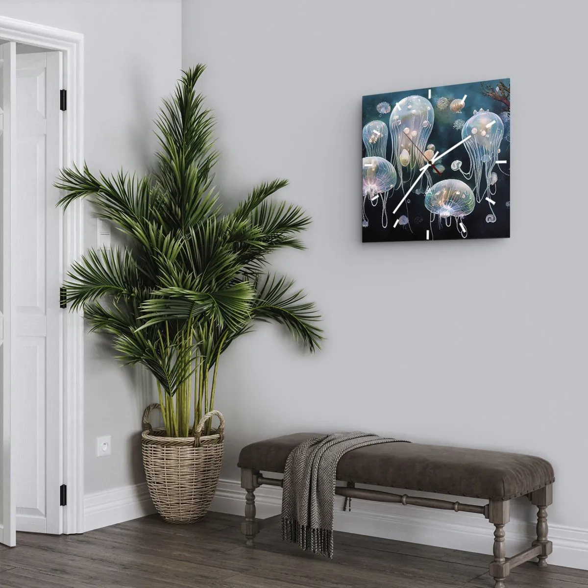 Horloge murale - Pendule murale - Méduses délicates dans le monde sous-marin - 30x30cm - Ballon sous-marin - Décoration murale moderne pour le salon et la chambre ARTTOR
