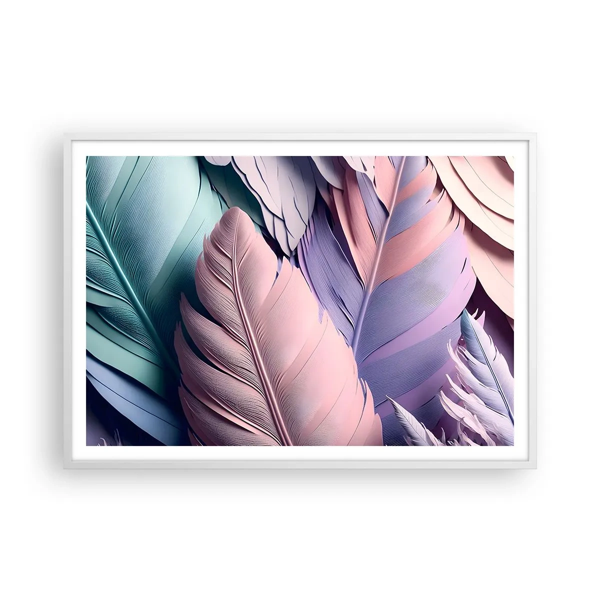 Affiche dans un cadre blanc - Poster - Oiseau chic - 100x70 cm